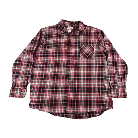 Field Stream Shirt Mens 2XL XXL Red Flannel Button Up Plaid Outdoor Camping Work - Picture 1 of 9